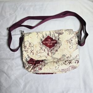 Marauder's Map Cream and Burgundy Crossbody Bag